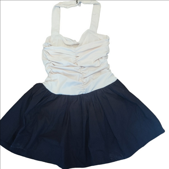 *Maeve Anthropologie Halter Twofer Mini Dress Black White Pockets NWT Size L - Picture 4 of 8